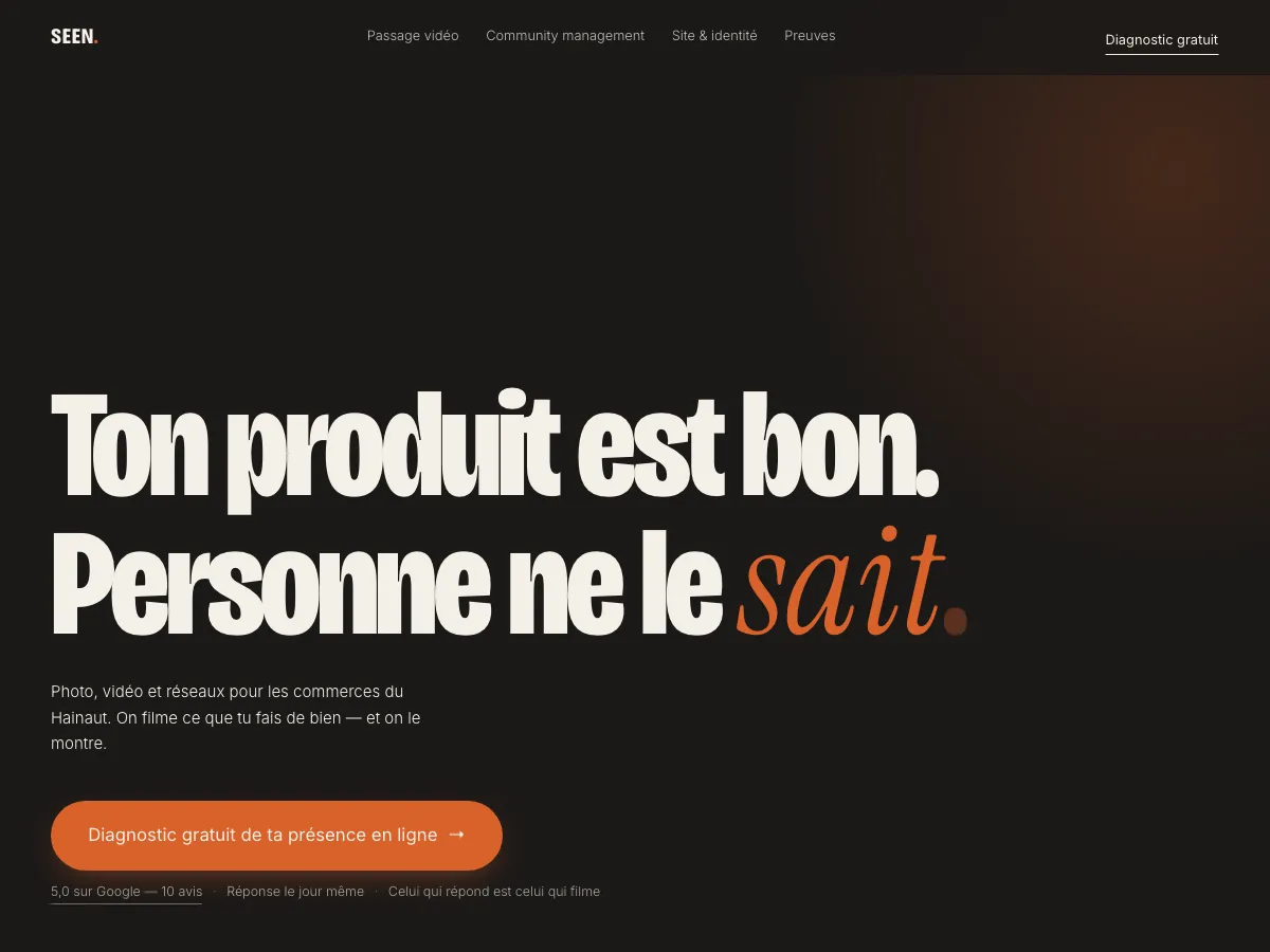 Page d'accueil de madebyseen.be, le site de SEEN